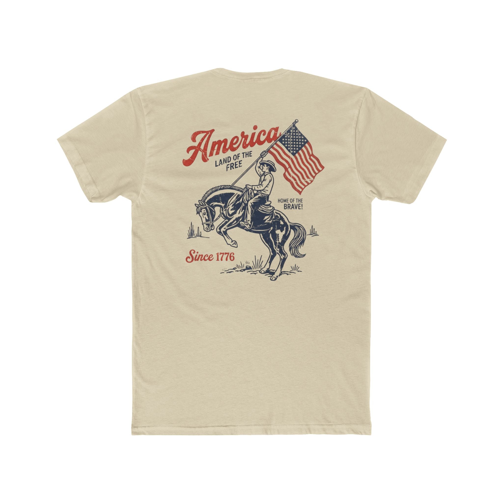 Patriotic Cowboy Tee — "America Land of the Free" Graphic T-Shirt